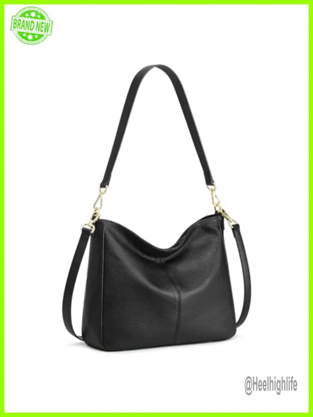 Genuine Leather Hobo Crossbody Bag with 2 Straps 5 Pockets